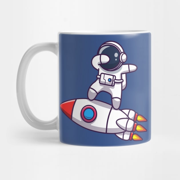 Cute Astronaut Dabbing On Rocket Cartoon by Catalyst Labs